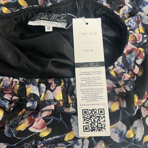 Dalia MacPhee Women's One Shoulder Tie Waist Floral Flowy Dress Multicolor M - Picture 10 of 13